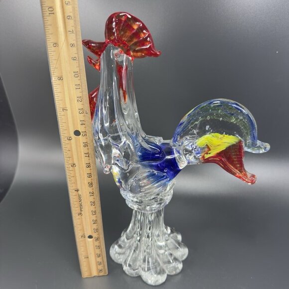 Venetian Art Glass Rooster Hen Figurine Heavy Glass Paperweight Sculpture Decor - Picture 4 of 14